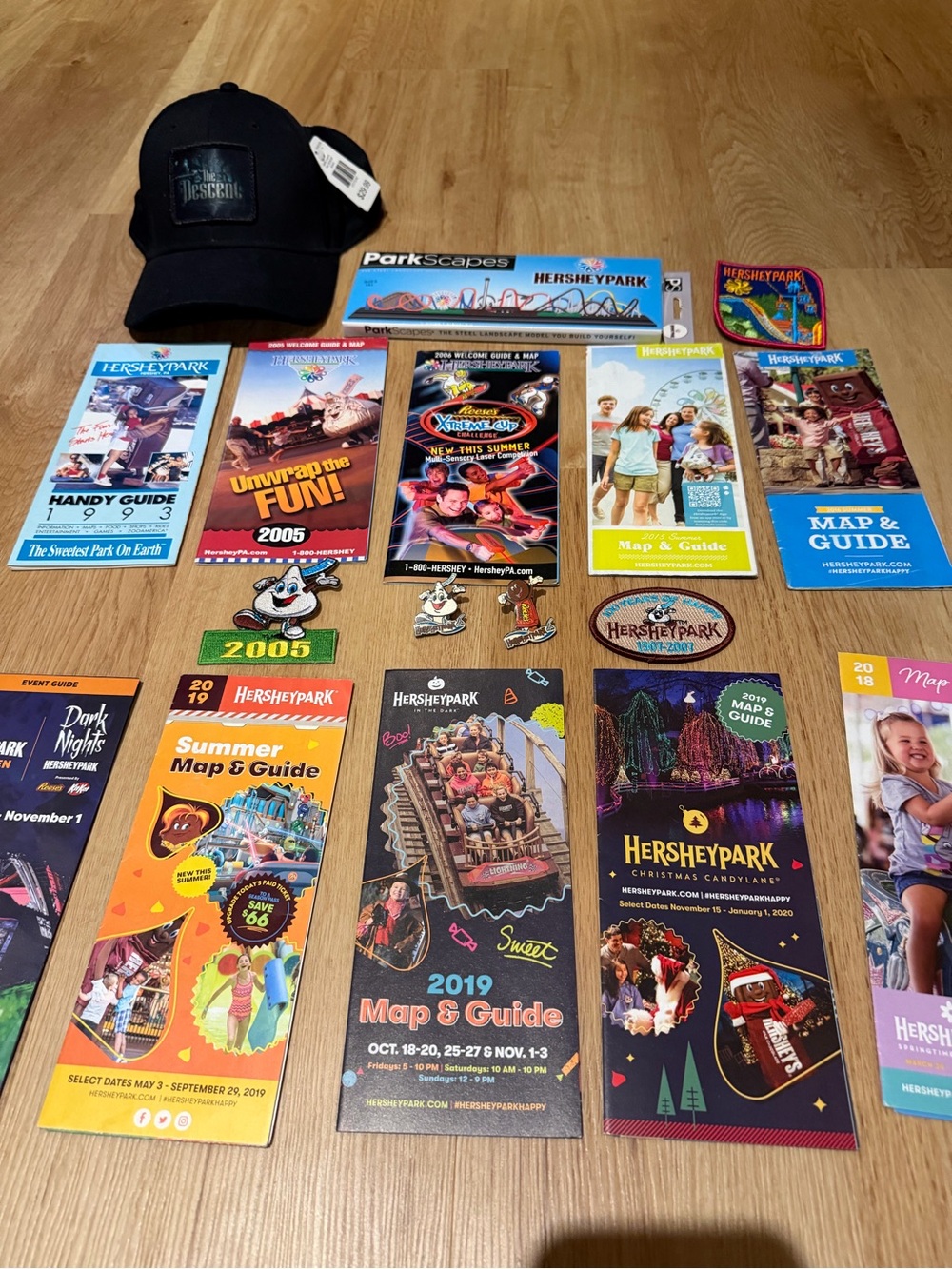 Hersheypark Map & Guide Lot 1993-2019 with Hat and Pins